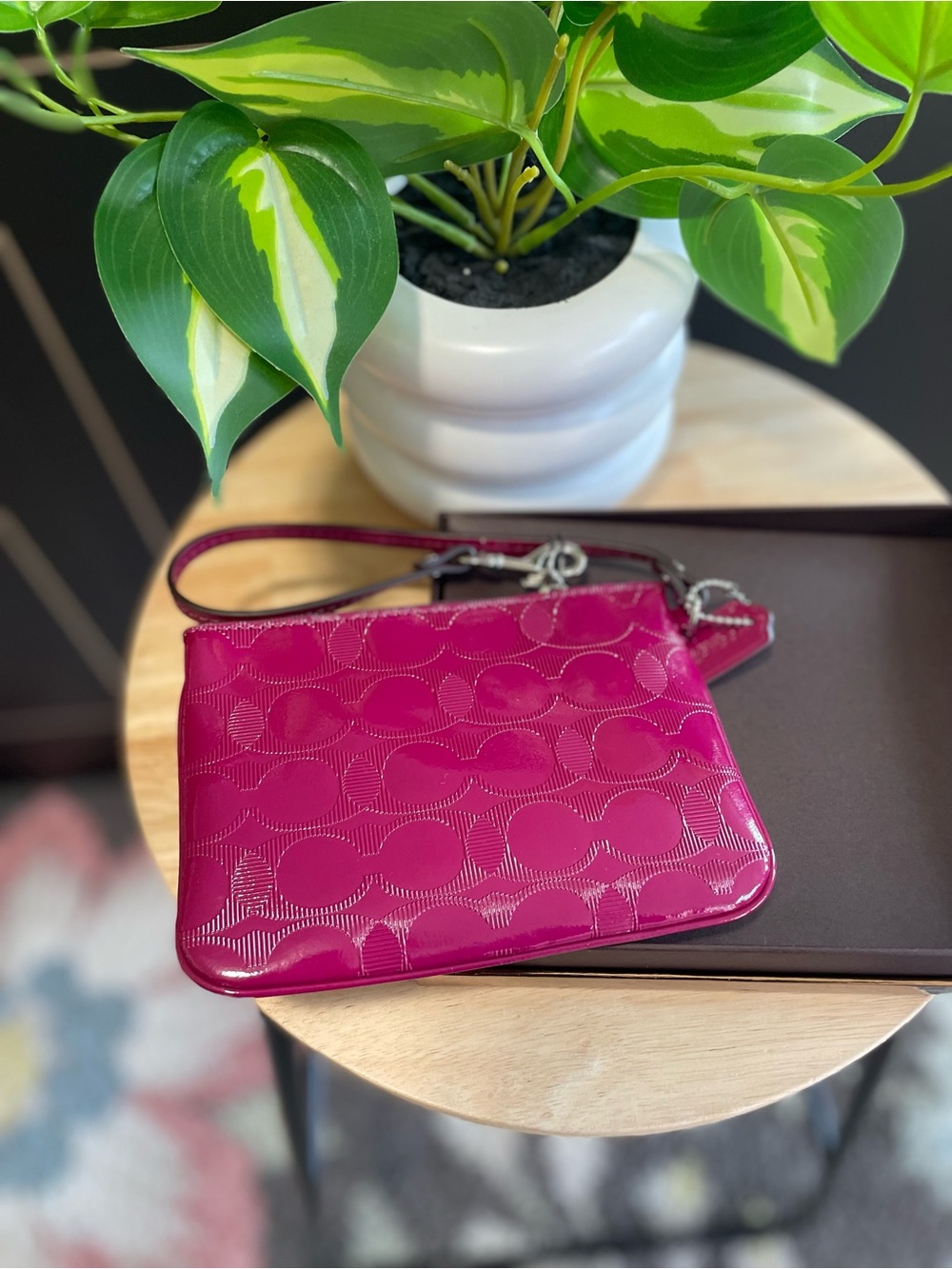 Coach Patent Signature Wristlet - Berry Pink - Picture 3 of 4